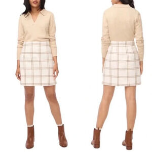 J. Crew Wool Blend A-Line Mini Skirt Plaid Windowpane J.Crew Factory Size 20